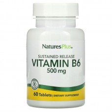 Витамин В6, Vitamin B6, Nature's Plus, 500 мг, 60 таблеток