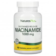 Ниацинамид, Niacinamide, Nature's Plus, 1000 мг, 90 капсул