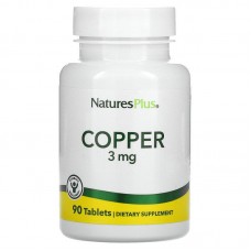 Медь (Copper), Nature's Plus, 3 мг, 90 таблеток