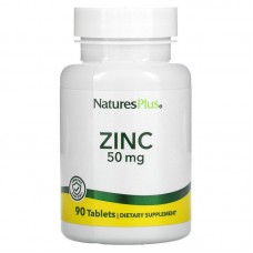 Цинк в таблетках, Zinc, Nature's Plus, 50 мг, 90 таблеток