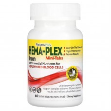 Железо и питательные вещества для здоровья эритроцитов, Iron with Essential Nutrients, Hema-Plex, NaturesPlus, 60 мини-таблеток с замедленным высвобождением