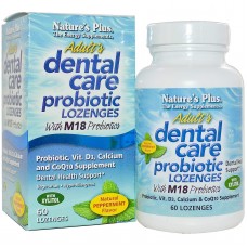 Гигиена полости рта с пробиотиком, Dental Care, Nature's Plus, для взрослых, мятный вкус, 60 леденцов