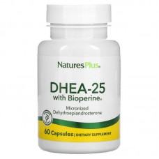 ДГЭА-25 с биоперином, DHEA-25 With Bioperine, Nature's Plus, 60 вегетарианских капсул
