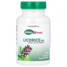Корень солодки, Licorice (DGL) Nature's Plus, Herbal Actives, 500 мг, 60 капсул