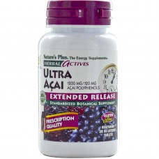 Асаи ультра, Ultra Acai, Nature's Plus, Herbal Actives, длительное высвобождение, 1200 мг, 30 двухслойных таблеток