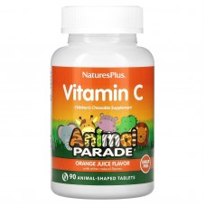 Витамин С жевательный, Vitamin C, Nature's Plus, Animal Parade, апельсиновый вкус, без сахара, 90 таблеток в форме животных