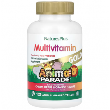 Витамины для детей, Children's Chewable Multivitamin Supplement, Nature's Plus, Animal Parade, вишня, виноград и апельсин, 120 таблеток в форме животных