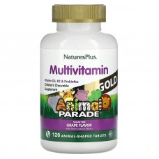Витамины для детей, Children's Chewable Multi-Vitamin, Nature's Plus, Animal Parade, вкус винограда, 120 таблеток в форме животных