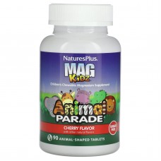 Магний для детей, Children's Magnesium, Nature's Plus, Animal Parade, вкус вишни, 90 жевательных конфет в форме животных