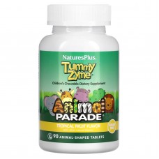 Ферменты с пробиотиками Tummy Zyme, Enzymes & Probiotics, Nature's Plus, Animal Parade, для детей, вкус тропических фруктов, 90 таблеток в форме животных