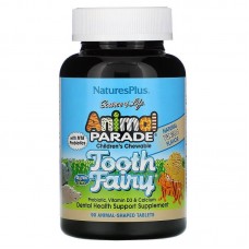 Пробиотики, Tooth Fairy Probiotic, Nature's Plus, Animal Parade, для детей, витамин D3 и кальций, вкус ванили, 90 таблеток в форме животных
