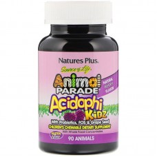 Пробиотики для детей, AcidophiKidz, Nature's Plus, Animal Parade, вишневый вкус, 90 жевательных конфет в форме животных