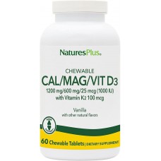 Жевательный кальций, Cal/Mag/Vit D3, Nature's Plus, вкус ванили, 60 жевательных таблеток