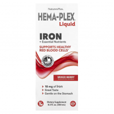 Комплекс витаминов и минералов с железом, Hema-Plex® Liquid, Nature's Plus, ягодный микс, 250 мл