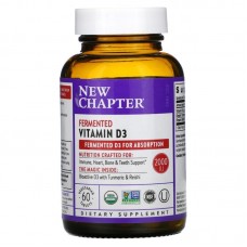Витамин Д3, ферментированный, Fermented Vitamin D3, New Chapter, 2000 МЕ, 60 вегетарианских таблеток