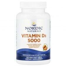 Витамин D3, Vitamin D3, Nordic Naturals, апельсин, 125 мкг (5000 МЕ), 120 мини гелевых капсул