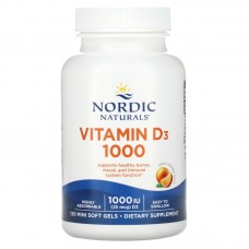 Витамин D3 (апельсин), Vitamin D3, Nordic Naturals, 1000 МЕ, 120 гелевых капсул