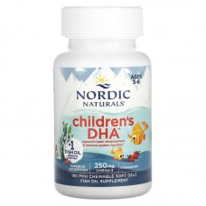 Рыбий жир для детей, Children's DHA, Nordic Naturals, клубника, 250 мг, 180 капсул