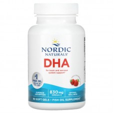 Рыбий жир экстра (клубника), DHA, Nordic Naturals, 415 мг, 90 капсул