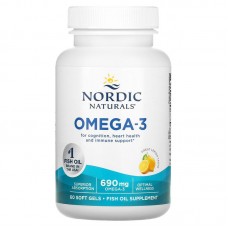 Очищенный рыбий жир (лимон), Omega-3, Nordic Naturals, 690 мг, 60 капсул