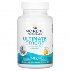 Омега-3 очищенный (лимон), Ultimate Omega, Nordic Naturals, 1280 мг, 60 капсул