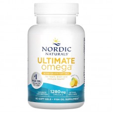 Омега-3, Ultimate Omega, Nordic Naturals, вкус лимона, 640 мг, 60 гелевых капсул