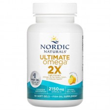 Омега 2х, лимонный вкус, Ultimate Omega 2x, Nordic Naturals, 60 капсул