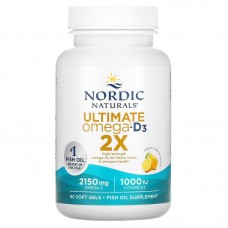 Рыбий жир, Ultimate Omega 2X, Nordic Naturals, лимон, 2150 мг, 60 гелевых капсул