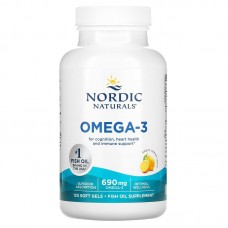 Очищенный рыбий жир, Omega-3, Nordic Naturals, лимон, 690 мг, 120 капсул