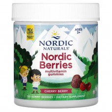 Поливитамины для детей от 3 лет, Nordic Berries Multivitamin Gummies, Nordic Naturals, со вкусом вишни, 120 жевательных конфет