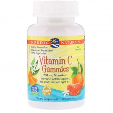 Витамин С жевательный, Vitamin C Gummies, Nordic Naturals, мандарин, 250 мг, 60 конфет