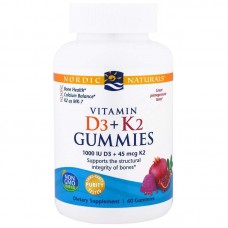 Витамин D3 и К2, Vitamin D3 + K2, Nordic Naturals, вкус граната, 60 жевательных конфет