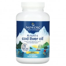 Рыбий жир из печени трески, Cod Liver Oil, Nordic Naturals, лимон, арктический, 1000 мг, 180 капсул