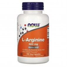 L-аргинин, L-Arginine, Now Foods, 500 мг, 100 вегетарианских капсул