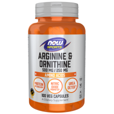 Аргинин и орнитин, Arginine & Ornithine, NOW Foods, Sports, 500 мг/250 мг, 100 вегетарианских капсул