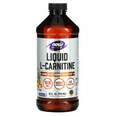 L-карнитин, L-Carnitine, Now Foods, Sports, жидкий, тропический пунш, 1000 мг, 473 мл