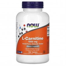 L-карнитин, L-Carnitine, Now Foods, 1000 мг, 100 таблеток