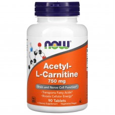 Ацетил карнитин, Acetyl-L-Carnitine, Now Foods, 750 мг, 90 таблеток