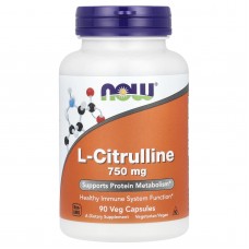 Цитруллин, L-Citrulline, Now Foods, 750 мг, 90 вегетарианских капсул
