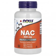 N-ацетилцистеин с селеном, NAC (N-Acetyl Cysteine), Now Foods, 600 мг, 100 капсул