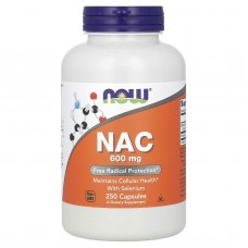 Ацетилцистеин, NAC (N-Acetyl Cysteine), Now Foods, 600 мг, 250 вегетарианских капсул