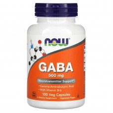 Гамма-аминомасляная кислота с витамином В-6, GABA with Vitamin B-6, NOW Foods, 500 мг, 100 вегетарианских капсул