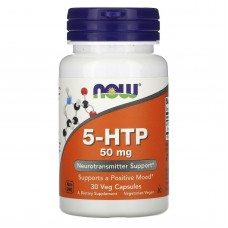 5-HTP, 5-гидрокситриптофан, 5-HTP, Now Foods, 50 мг, 30 вегетарианских капсул