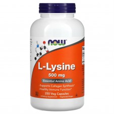 L-лизин, L-Lysine, Now Foods, 500 мг, 250 вегетарианских капсул