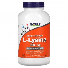 L-лизин, L-Lysine, Now Foods, двойная сила, 1000 мг, 250 таблеток