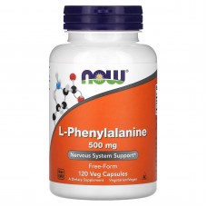 Фенилаланин, L-Phenylalanine, Now Foods, 500 мг, 120 вегетарианских капсул.