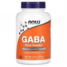 Гамма-аминомасляная кислота, GABA,  Now Foods, чистый порошок, 170 г