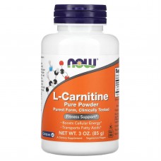 L-карнитин, L-Carnitine, Now Foods, чистый порошок, 85 г