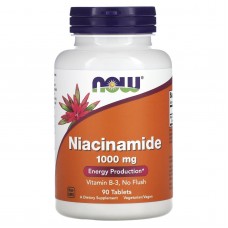 Ниацинамид, Niacinamide, Now Foods, 1000 мг, 90 таблеток