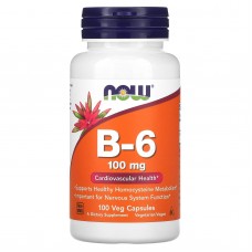 Витамин В6, Vitamin B-6, Now Foods, 100 мг, 100 капсул